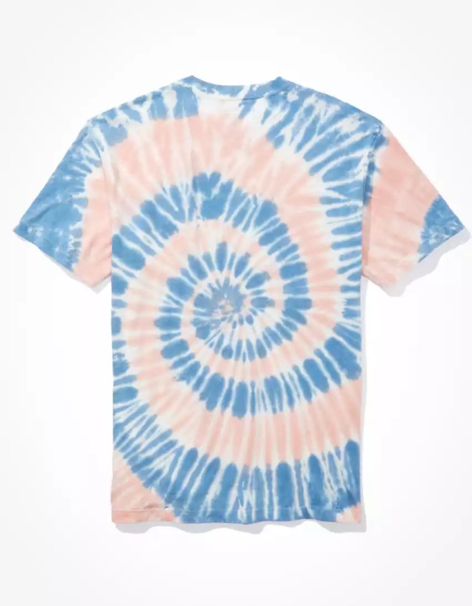 T Shirts American Eagle AE Super Soft Tie-Dye MTV Graphique Bleu Homme | PQZ-46062759